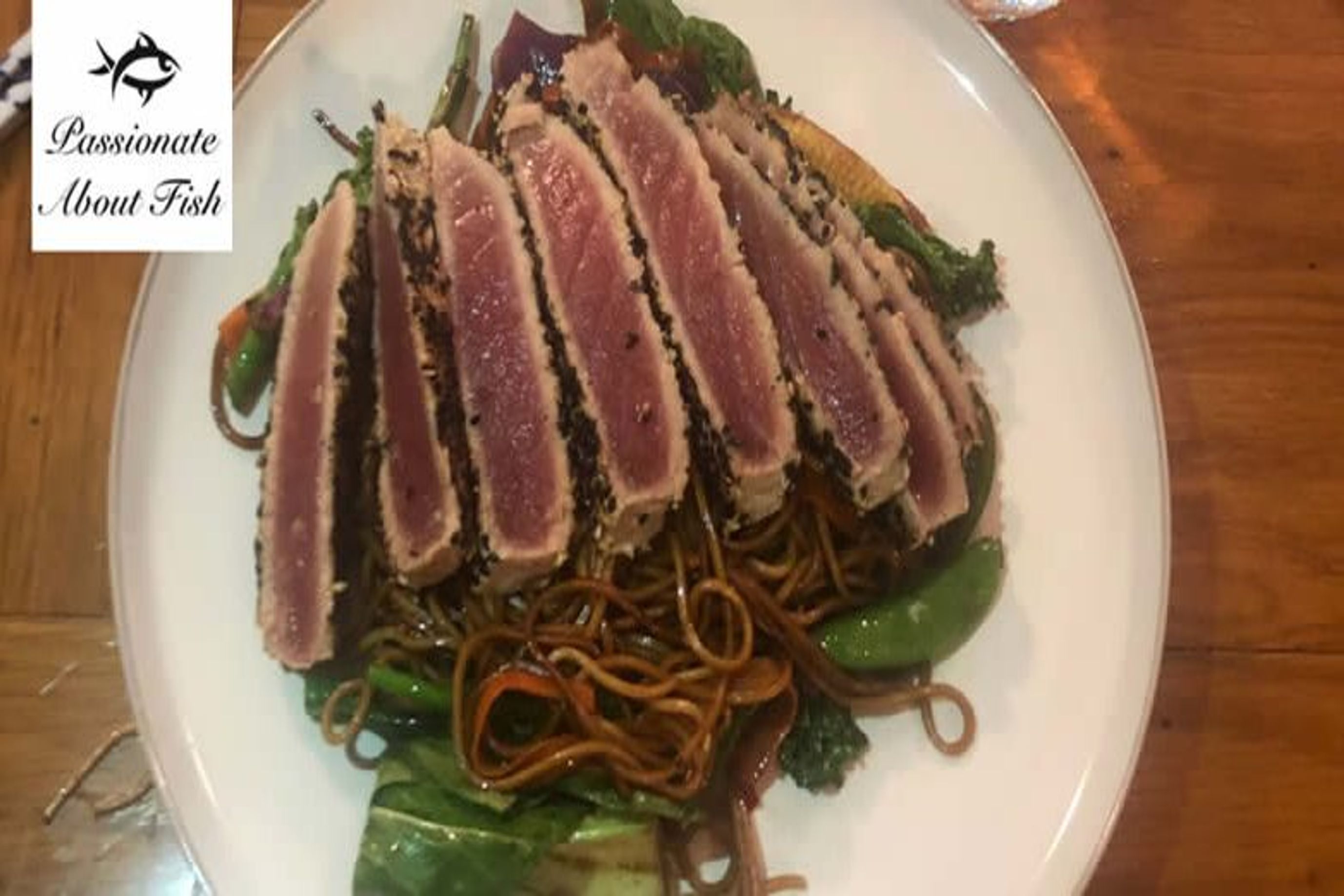 Seared Sesame Tuna On Asian Style Egg Noodles